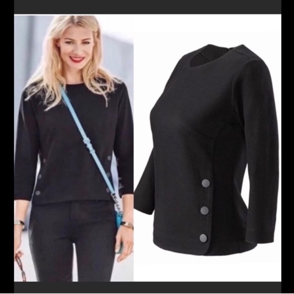 CABI 3232 Osaka Nights Utility Blouse Black Ponte Knit Size Medium
Career Top